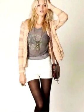 Free People Knit Open Cardigan with Striped Texture